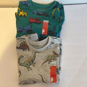 2 Boys long sleeve shirts.  Kids Dinosaur and Construction Print Shirts size 6-7
